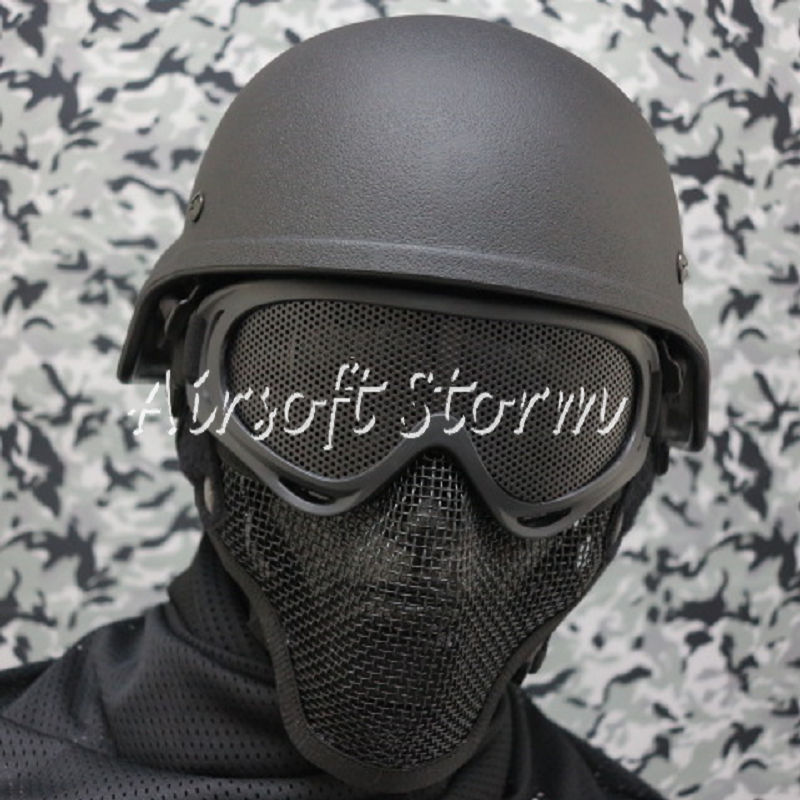 Airsoft SWAT Tactical Gear Deluxe Stalker Type Half Face Metal Mesh Protector Mask Black