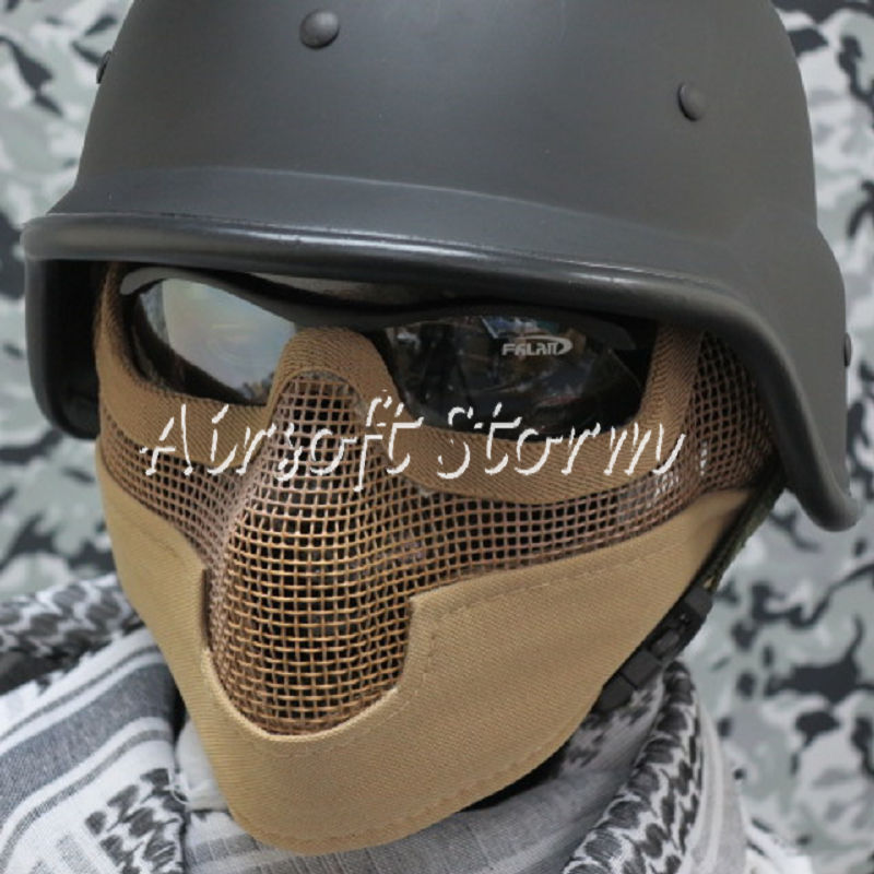 Airsoft SWAT Tactical Gear Stalker Type Half Face Metal Mesh Raider Mask Ver.2 Desert Tan