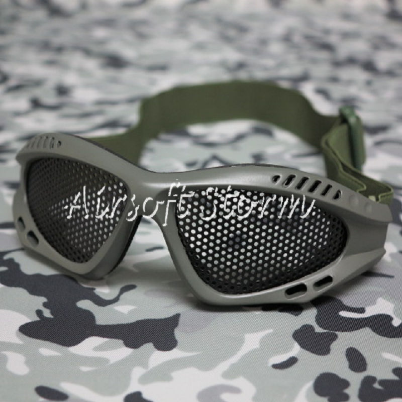 Airsoft Tactical No Fog Metal Mesh Goggle Glasses Olive Drab OD