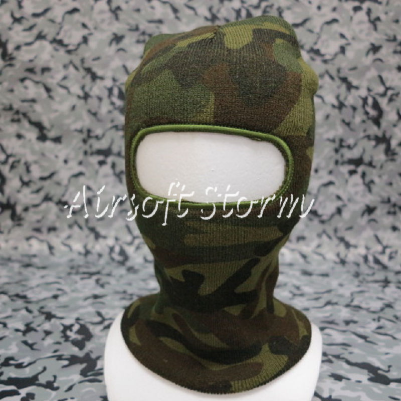 Airsoft SWAT Balaclava Hood 1 Hole Full Head Face Stretchy Mask Protector Woodland Camo