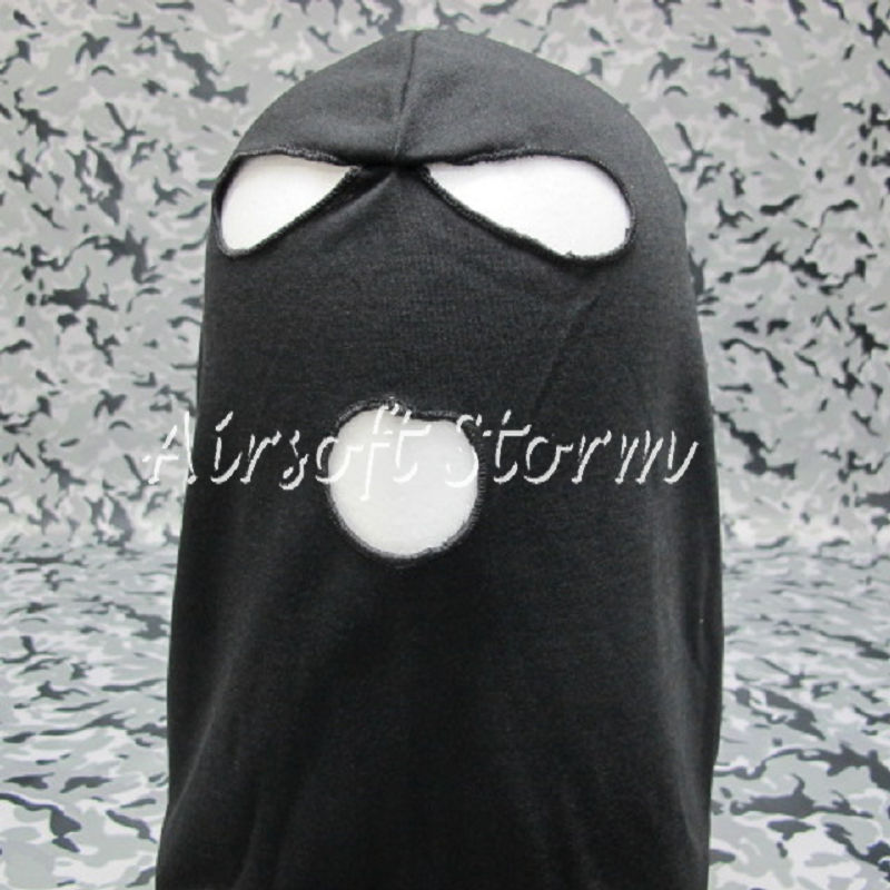 Airsoft SWAT Balaclava Hood 3 Hole Full Head Face Mask Protector Black